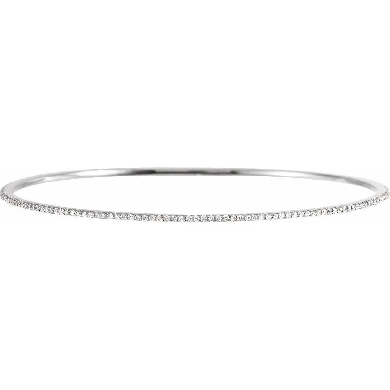 14k Gold 1 CTW Lab-Grown Diamond Stackable Bangle Bracelet 8"