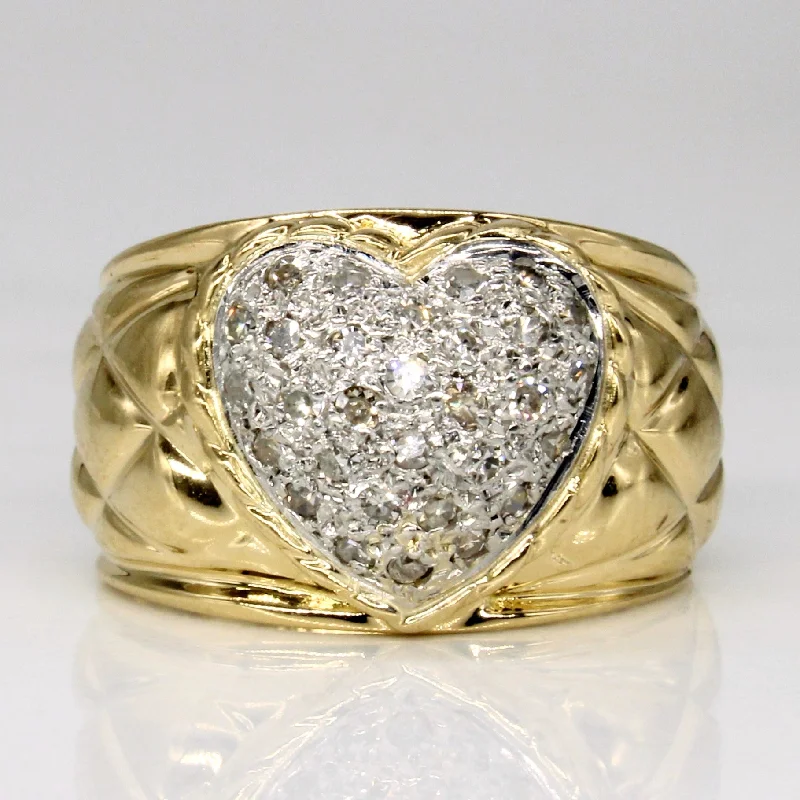 Diamond Pave Heart Ring | 0.30ctw | SZ 6 |