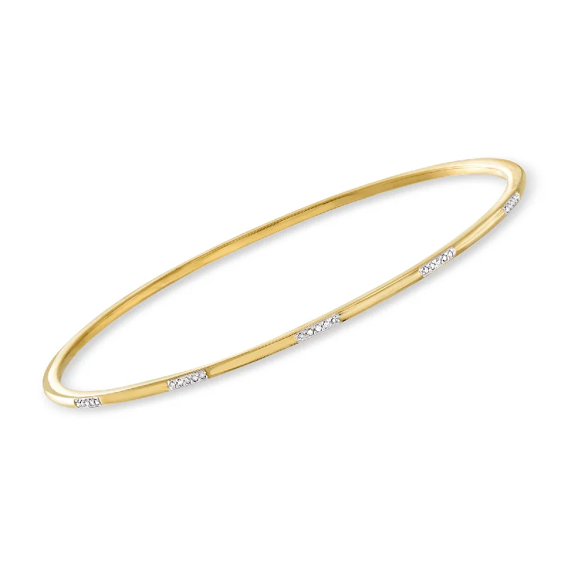 Ross-Simons Diamond Station Bangle Bracelet in 18kt Gold Over Sterling