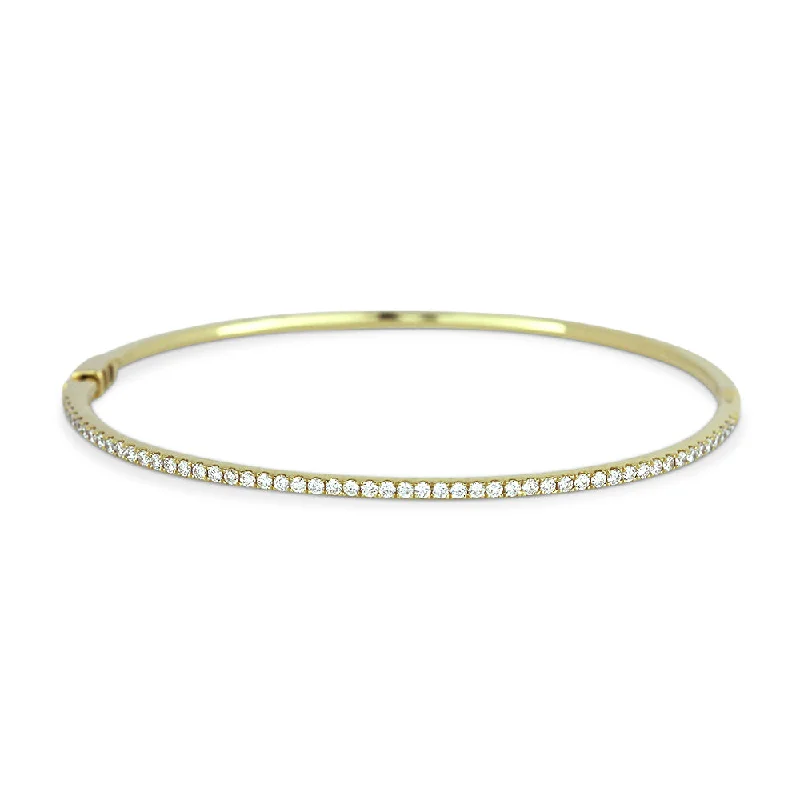 14K Yellow Gold,white Diamond Bangle