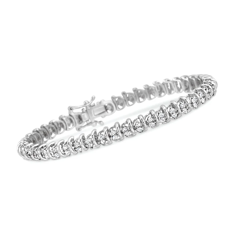 Ross-Simons Diamond Bar Bracelet in Sterling Silver