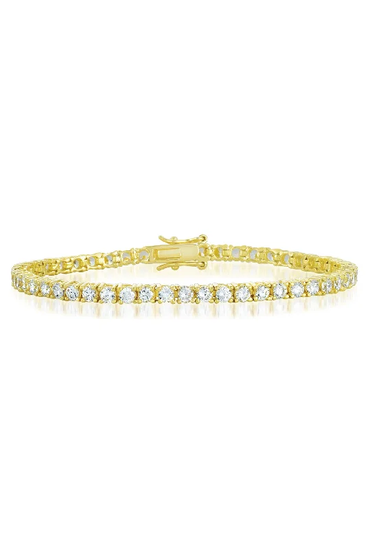 GENEVIVE Sterling Silver Gold Plated Cubic Zirconia Tennis Bracelet