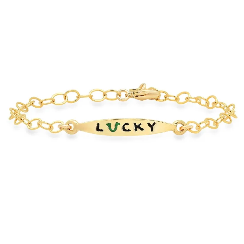 Vermeil Colorful Words Enamel Bracelet - Lucky In Plated Sterling