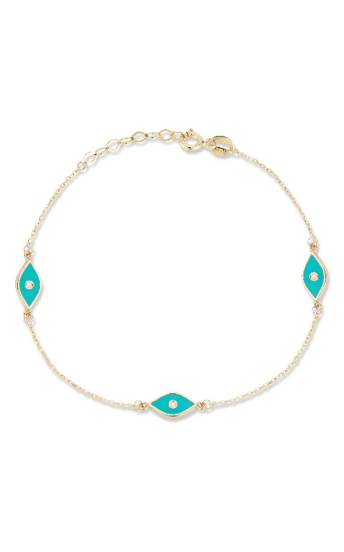 14K Gold & Diamond Evil Eye Bracelet