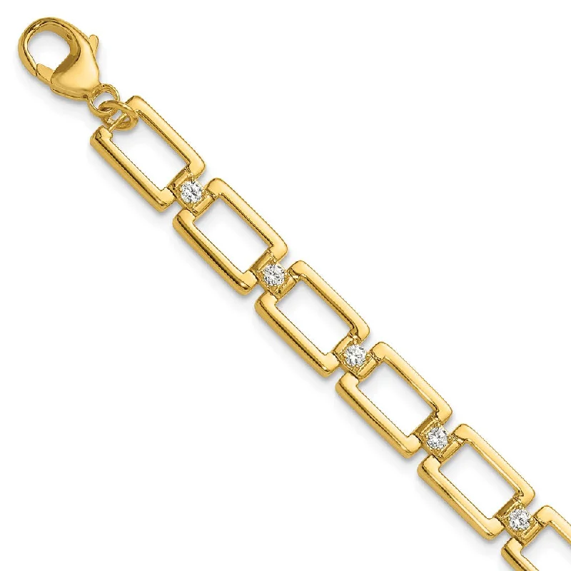 14k Gold 1/2 Ct Lab Grown Diamond Fancy Link Bracelet