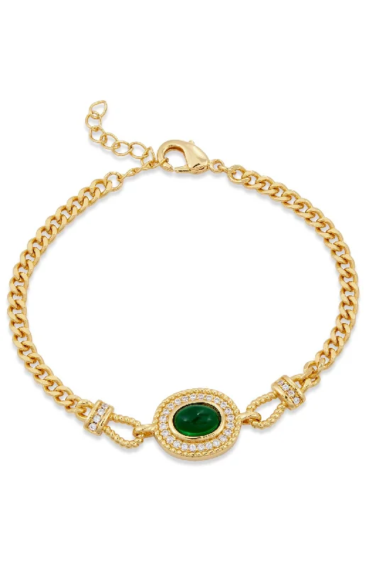 18K GOLD PLATED GREEN/WHITE CZ BRACELET