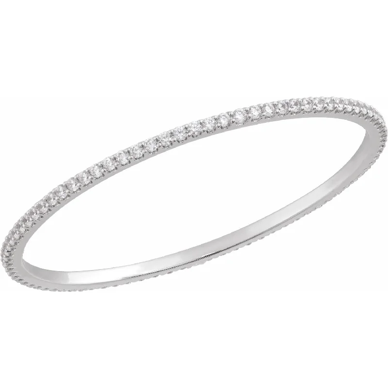 14k White Gold 5 CTW Lab-Grown Diamond Stackable Bangle Bracelet 8"