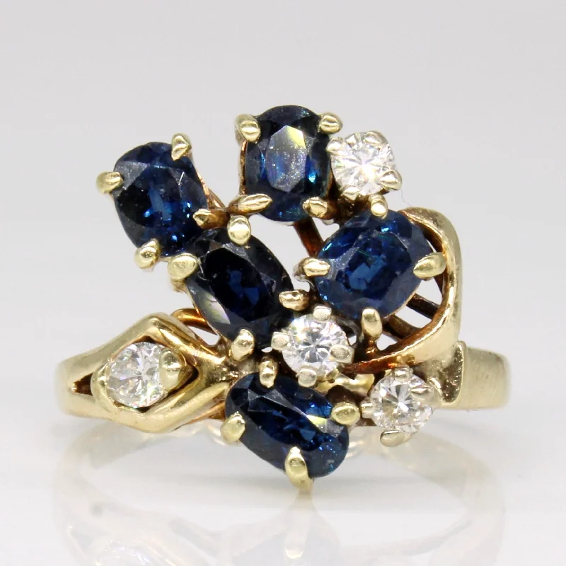 Sapphire & Diamond Cocktail 14k Ring | 1.1ctw, 0.15ctw | SZ 4 |