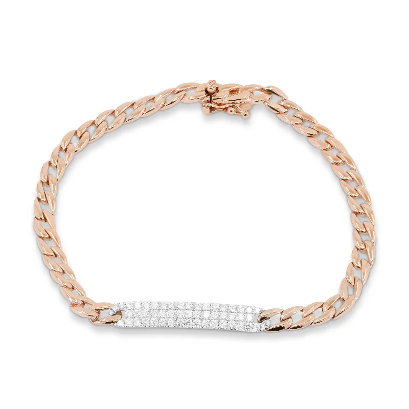 14K White And Rose Gold,white Diamond Bracelet