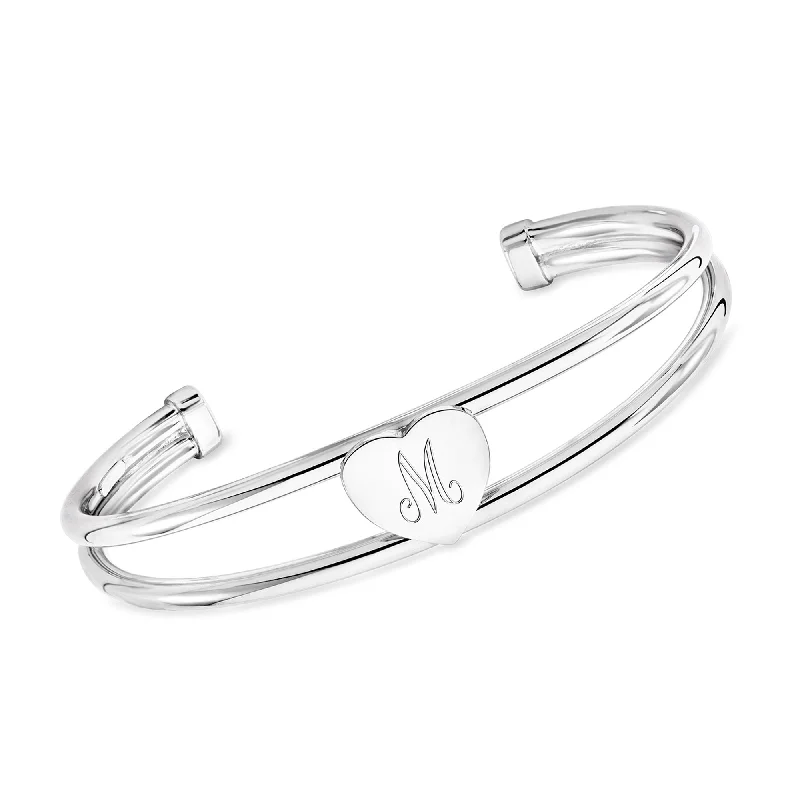 Ross-Simons Italian Sterling Silver Personalized Heart Cuff Bracelet