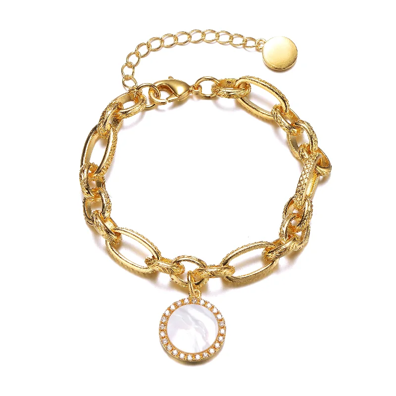 Rachel Glauber 14k Gold Plated Cubic Zirconia Chain Bracelet