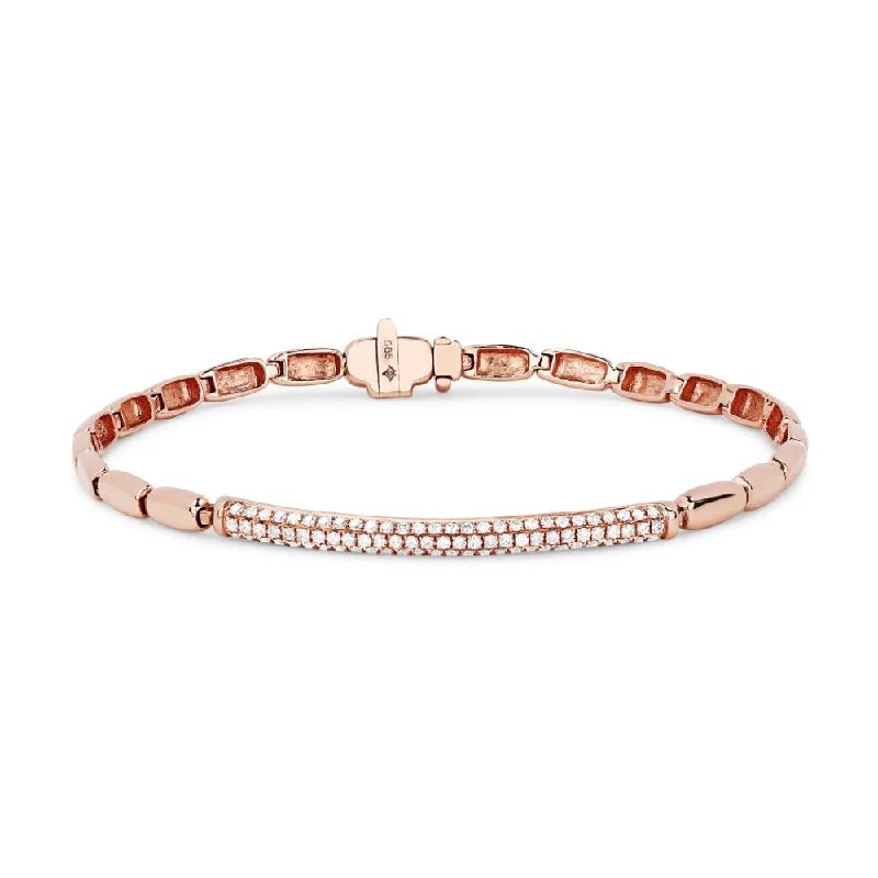 14K Rose Gold,white Diamond Bracelet