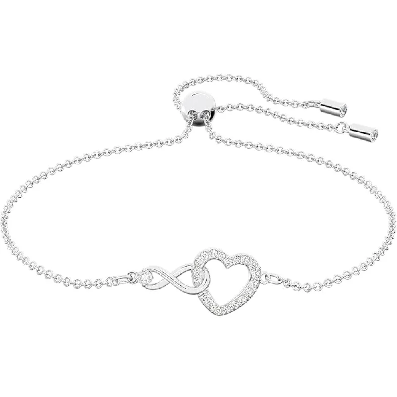 Swarovski Infinity 5524421 Zirconia Hyperbola Heart Pendant Silver Bracelet