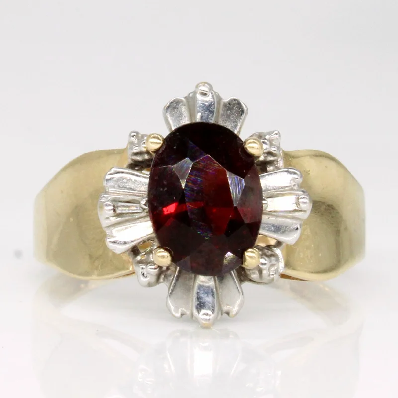 Garnet & Diamond 10k Ring | 1.3ct, 0.05ctw | SZ 6.5 |