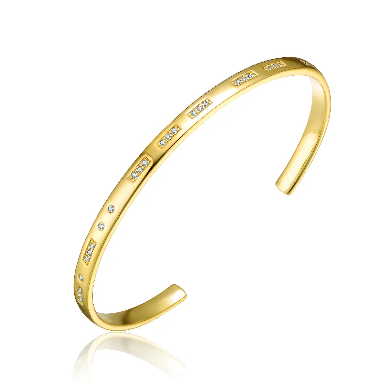 Rachel Glauber 14k Gold Plated Cubic Zirconia Cuff Bracelet