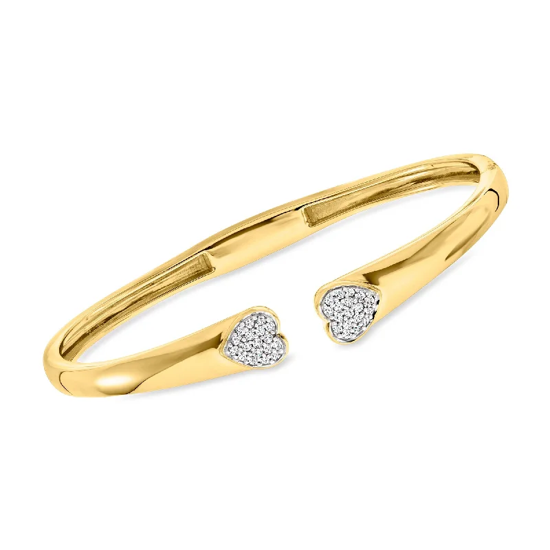 Ross-Simons Diamond Heart Cuff Bracelet in 18kt Gold Over Sterling