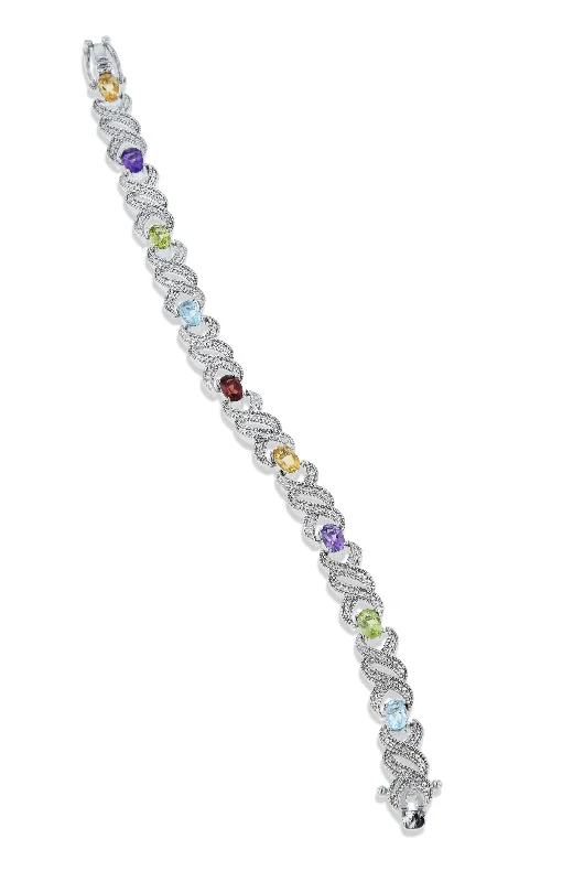 DIAMOND AND GENUINE MULTI GEMSTONE  BRACELET