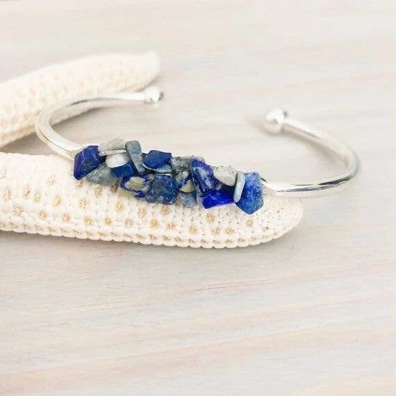 Raw Stone Bracelet - Wedding Jewelry | Raw Lapis Bracelet