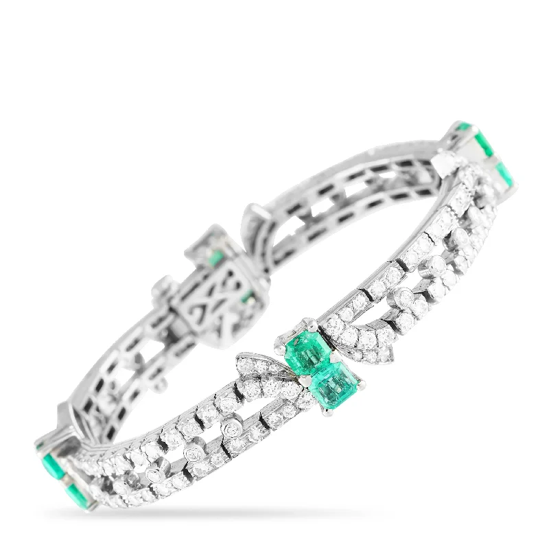 LB Exclusive Platinum 5.16ct Diamond and Emerald Bracelet MF17-121824