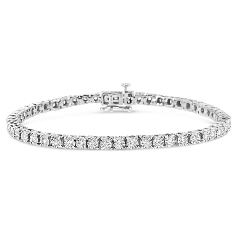 .925 Sterling Silver Lab Grown Diamond Illusion-Set Miracle Plate Tennis Bracelet