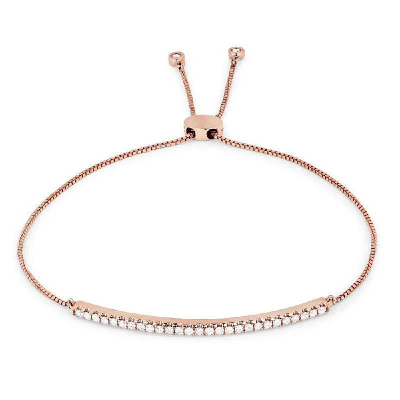 14K Rose Gold,white Diamond Bracelet