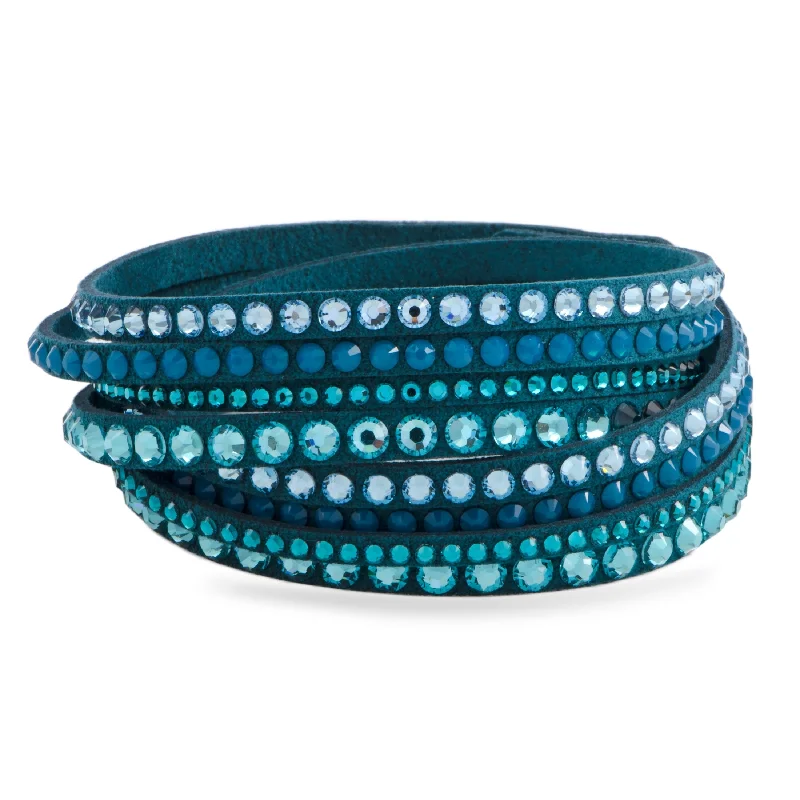 Swarovski Slake Teal 2 in 1 Suede Wrap Bracelet 5043496-M- Medium