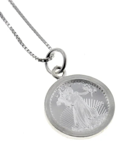 charm pendant necklaces for women -Sterling Silver Walking Liberty Coin Pendant Necklace