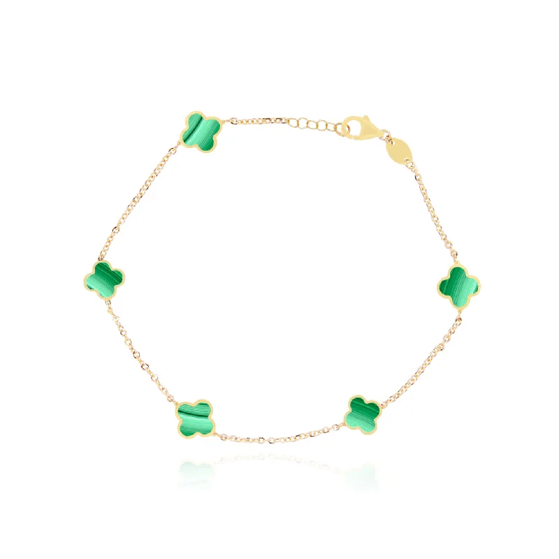 Mini Malachite Clover Bracelet