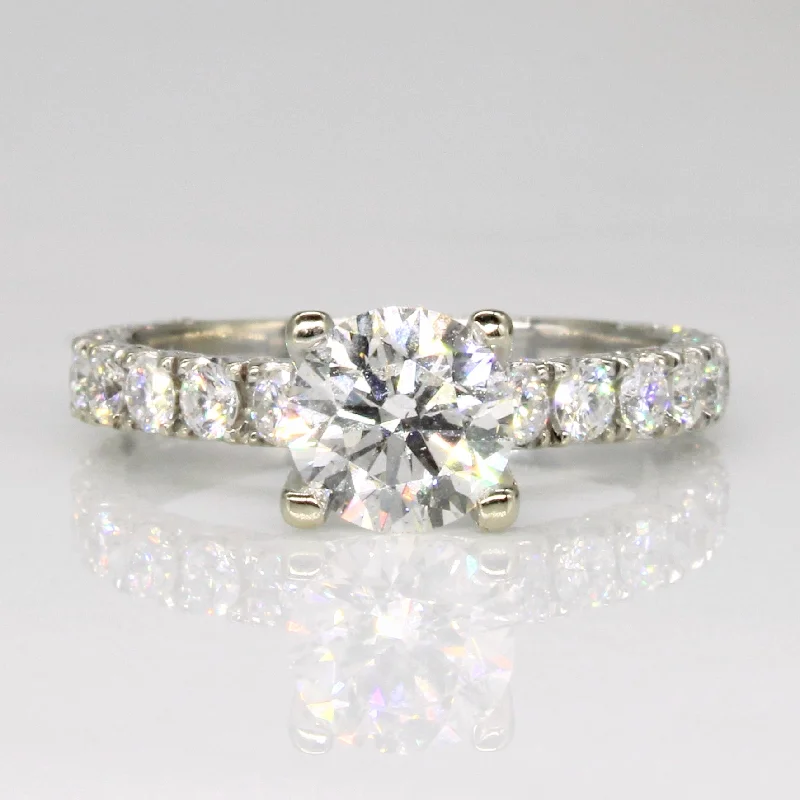 GIA Certified Solitaire with Accent Diamonds 18k Ring | 1.49ctw VS1 F EX | SZ 6.25 |