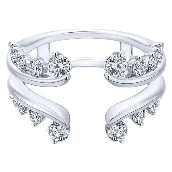 heart-shaped diamond engagement rings -Prong Set Diamond With Flared Diamond Jacket Wedding Band