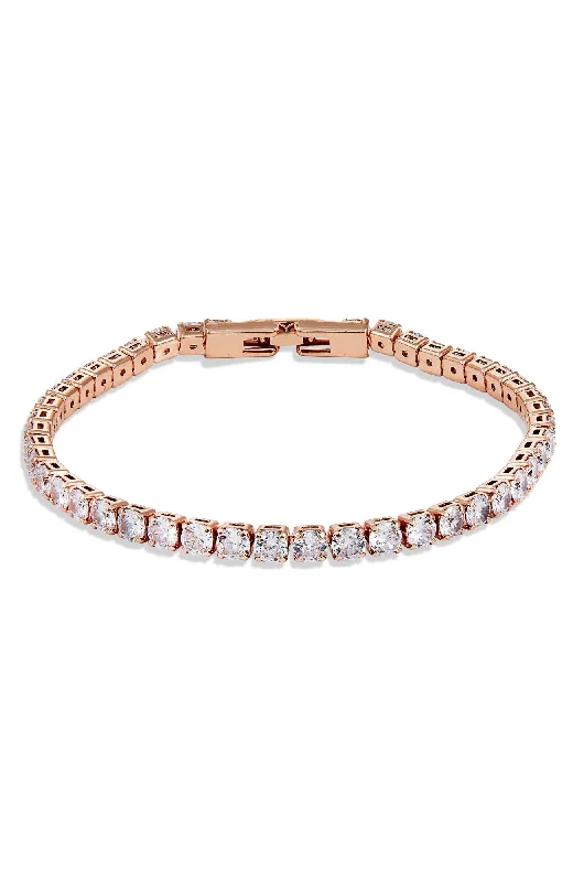 14K ROSE PLATED 4mm ROUND CZ BRACELET