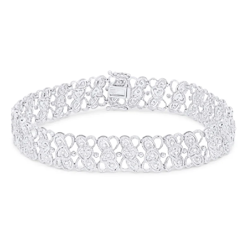 14K White Gold,white Diamond Bracelet