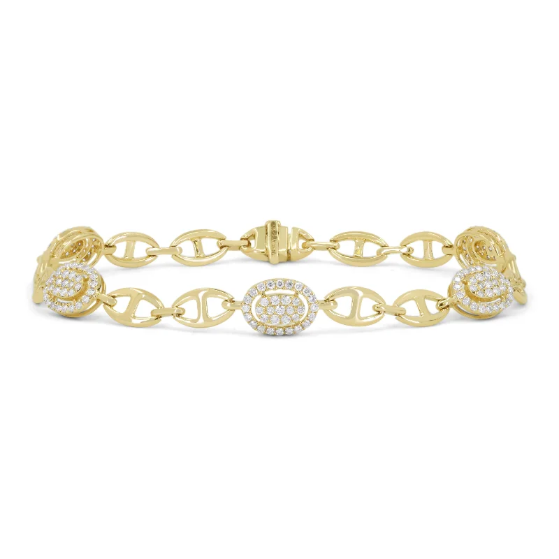 14K Yellow Gold,white Diamond Bracelet