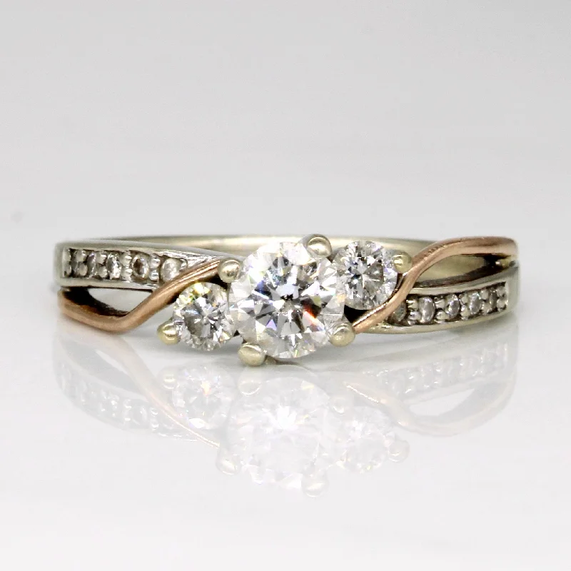 Certified Canadian Diamond Three Stone 14k Ring | 0.4ctw, 0.23 ctw | SZ 6.25