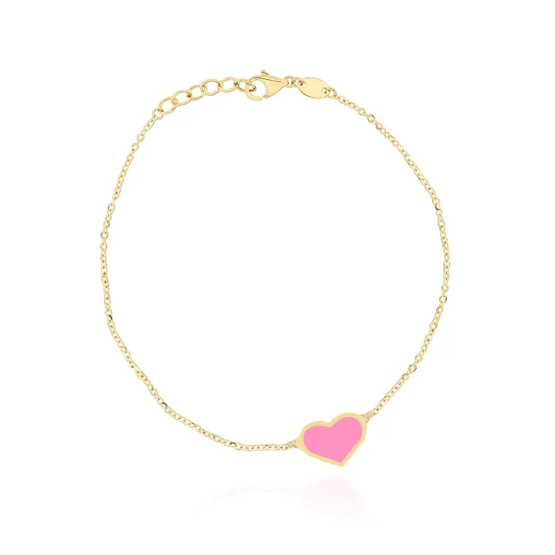 Bubblegum Pink Single Heart Bracelet