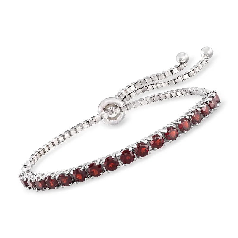 Ross-Simons Garnet Bolo Bracelet in Sterling Silver