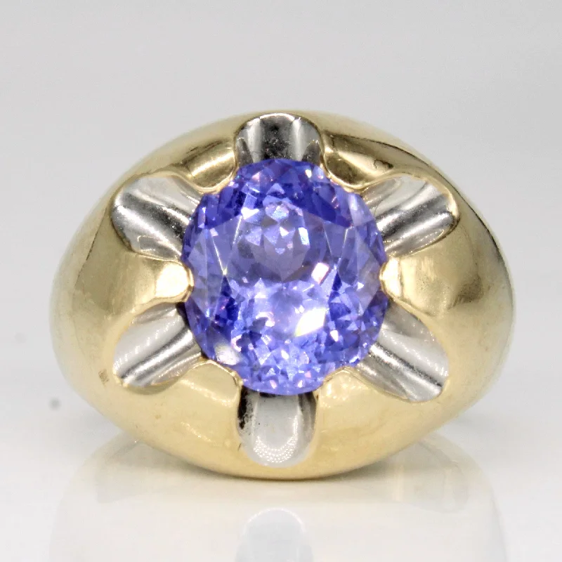 Purple Sapphire Two-Tone Belcher Set 14k Ring | 4.55ct | SZ 6.75 |