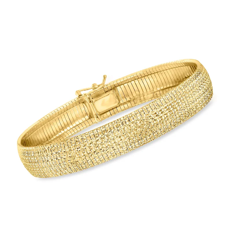 Ross-Simons Italian 18kt Gold Over Sterling Textured and Polished Omega Bracelet