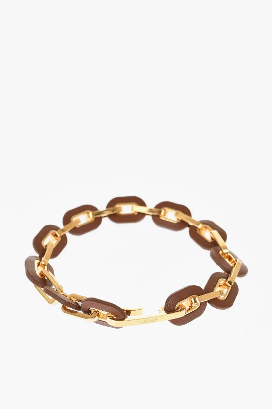 Jil Sander Leather And Brass Precious Wildness Chain Bracelet