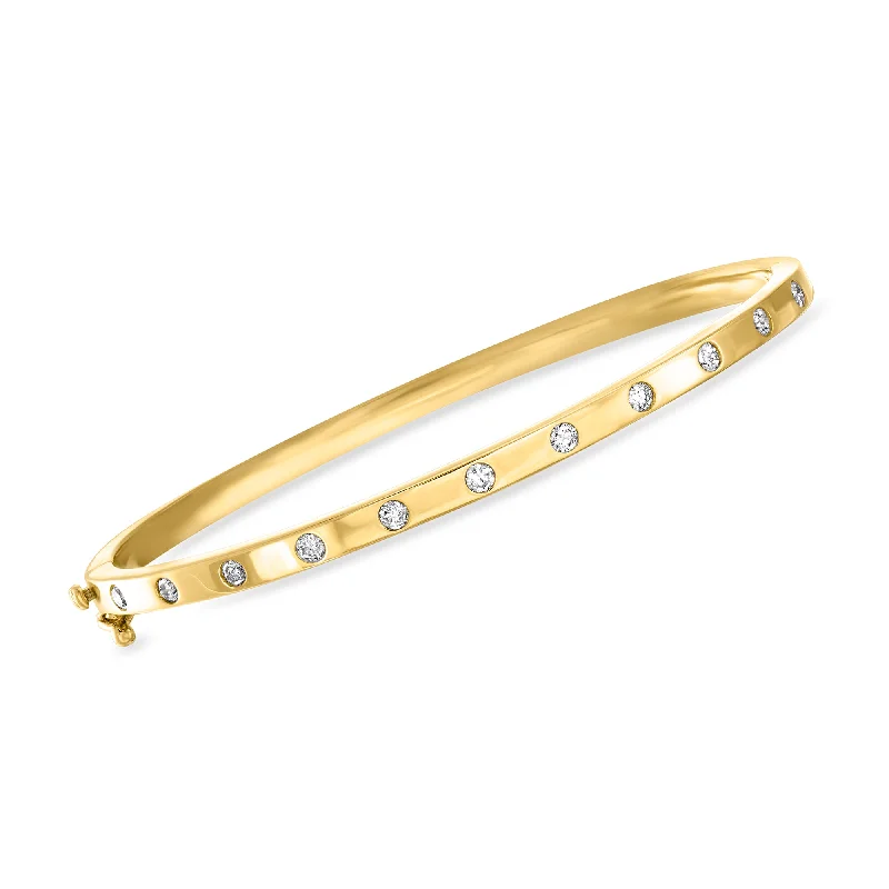 Ross-Simons Diamond Station Bangle Bracelet in 14kt Yellow Gold