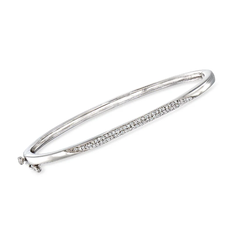 Ross-Simons Diamond Bangle Bracelet in Sterling Silver