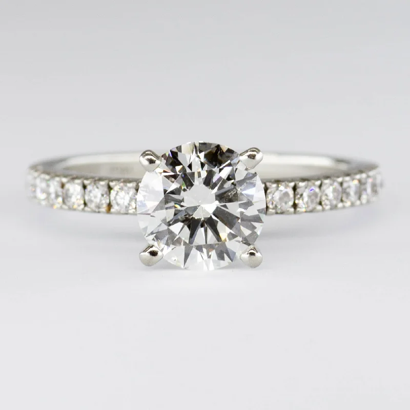 GIA Certified 19k White Gold Accented Diamond Solitaire | 1.50ct SI1 I | SZ 7.25