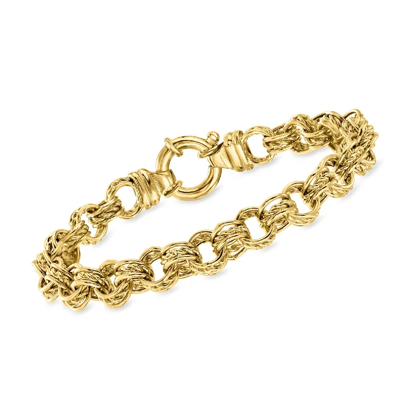 Ross-Simons Italian 18kt Gold Over Sterling Triple-Link Bracelet