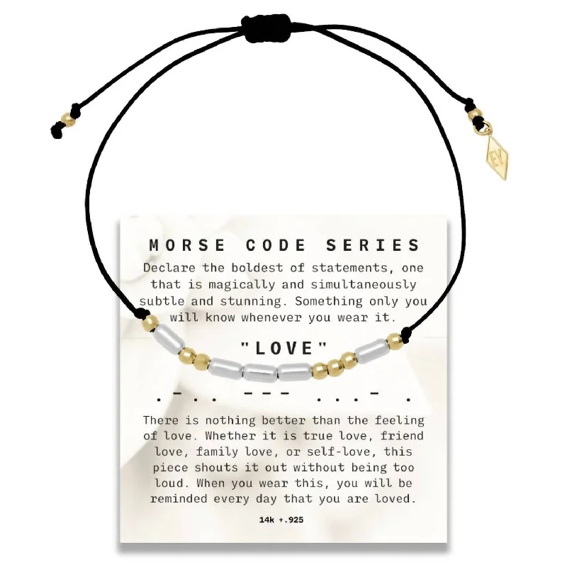 Women's "morse Code" Series Love Cord Bracelet In Gold