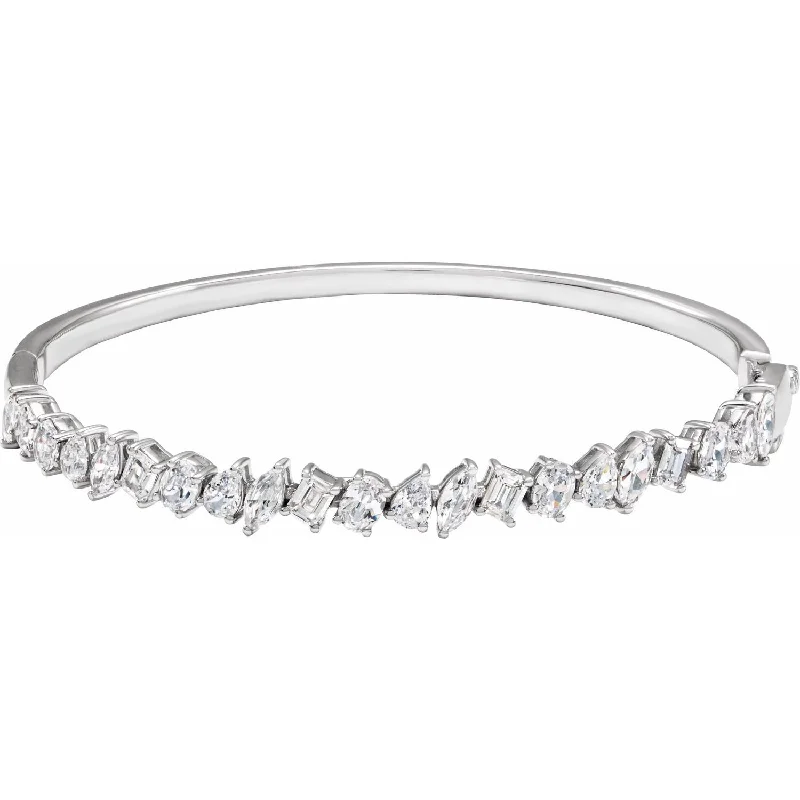 14k White Gold 4 1/5 CTW Lab-Grown Diamond Bangle Bracelet 7"