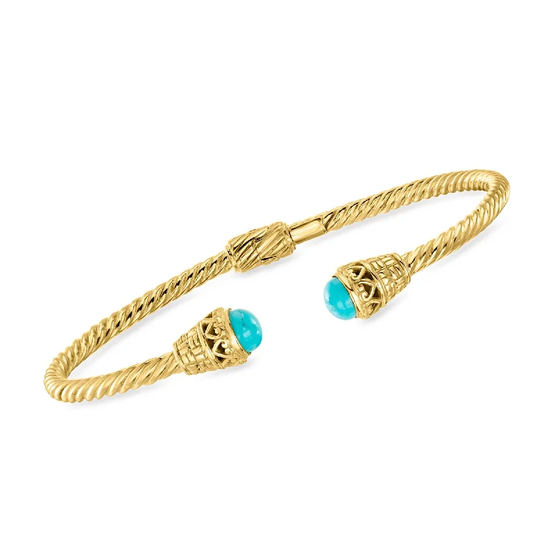 Ross-Simons Turquoise Cuff Bracelet in 18kt Gold Over Sterling