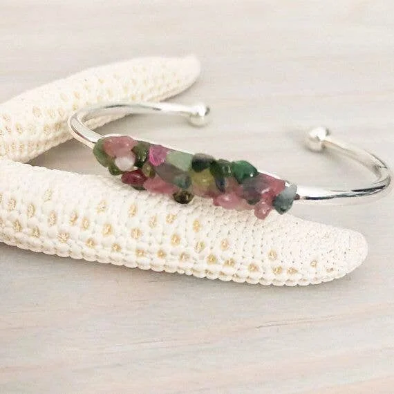 Raw Stone Bracelet - Wedding Jewelry | Raw Tourmaline Bracelet