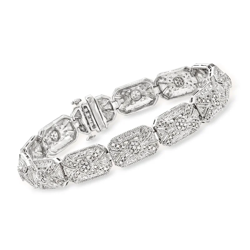 Ross-Simons Diamond Vintage-Inspired Bracelet in Sterling Silver