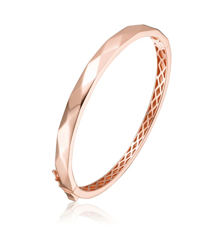 Sterling Silver 18k Rose Gold Plated Bangle Bracelet