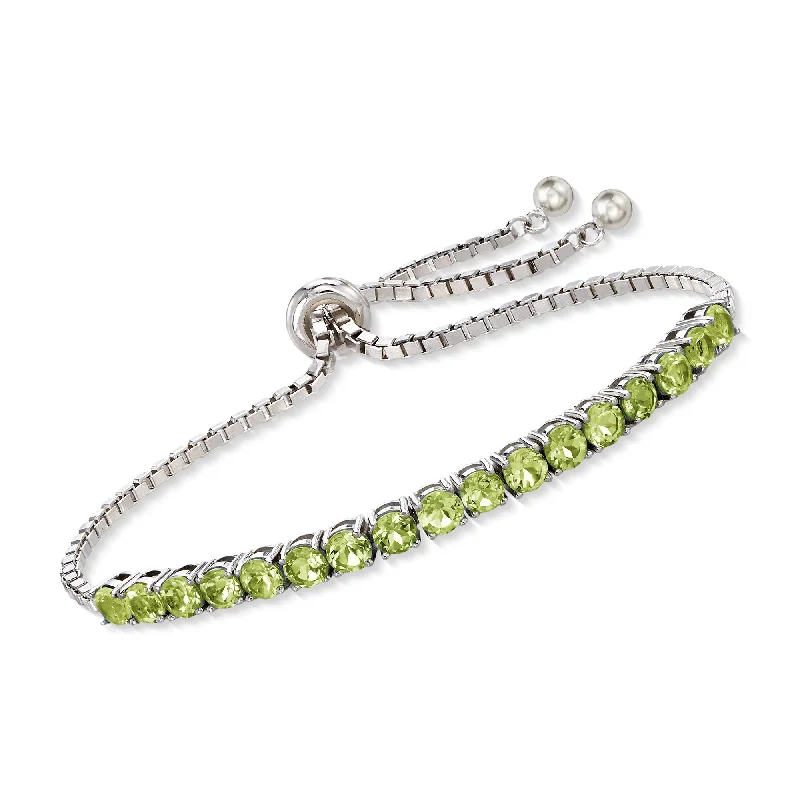 Ross-Simons Peridot Bolo Bracelet in Sterling Silver